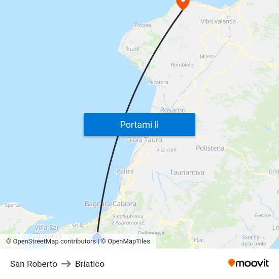 San Roberto to Briatico map