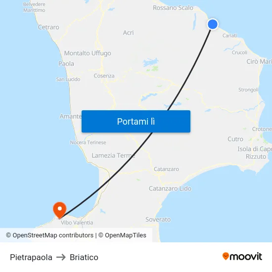Pietrapaola to Briatico map