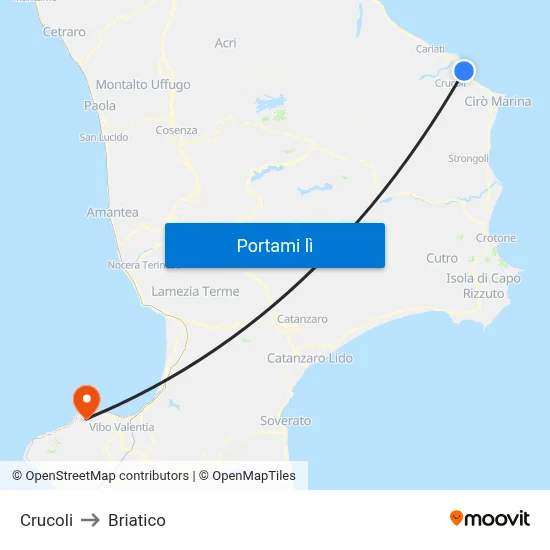 Crucoli to Briatico map