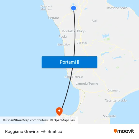Roggiano Gravina to Briatico map