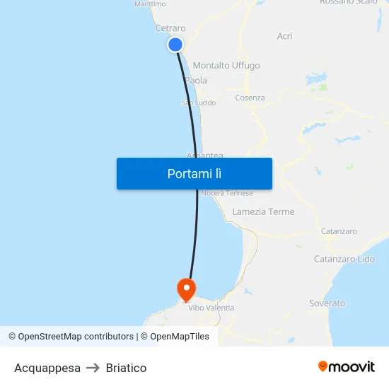 Acquappesa to Briatico map