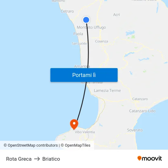 Rota Greca to Briatico map