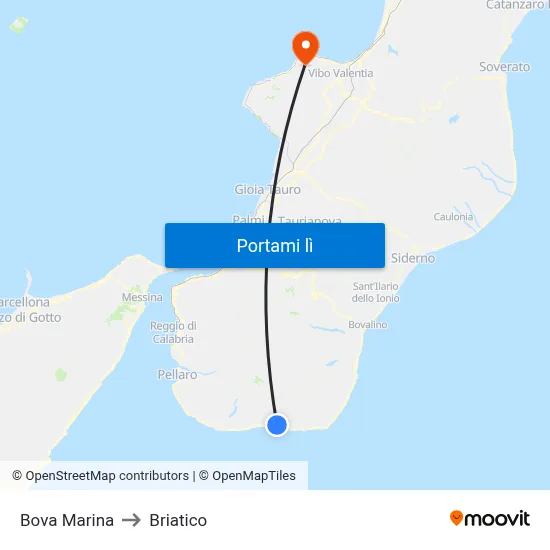 Bova Marina to Briatico map