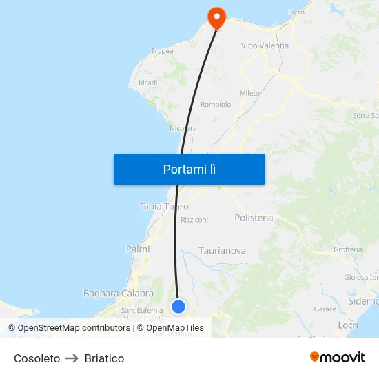 Cosoleto to Briatico map