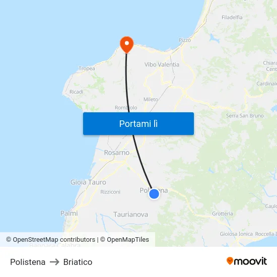 Polistena to Briatico map