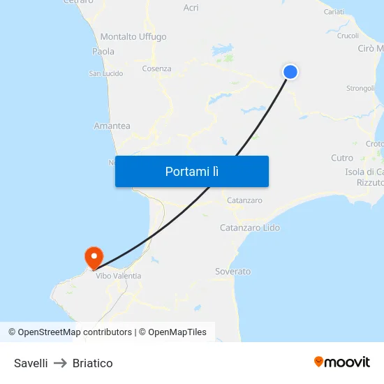 Savelli to Briatico map