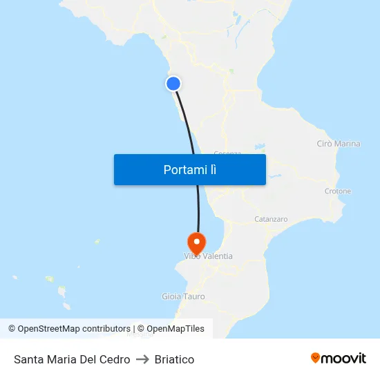 Santa Maria Del Cedro to Briatico map