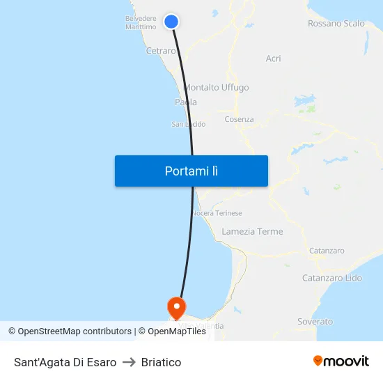 Sant'Agata Di Esaro to Briatico map