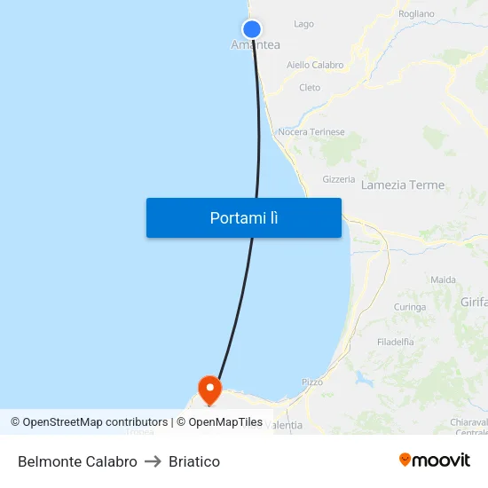 Belmonte Calabro to Briatico map