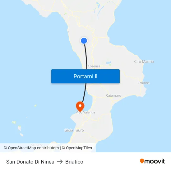 San Donato Di Ninea to Briatico map