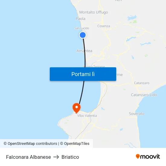 Falconara Albanese to Briatico map