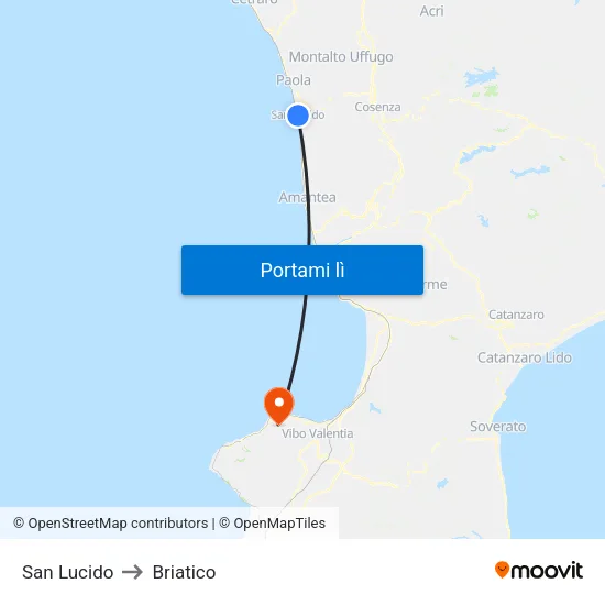 San Lucido to Briatico map