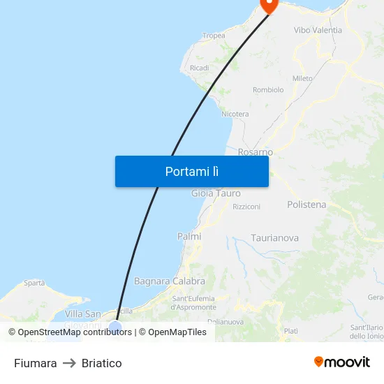 Fiumara to Briatico map