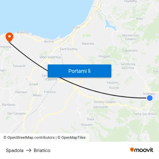 Spadola to Briatico map