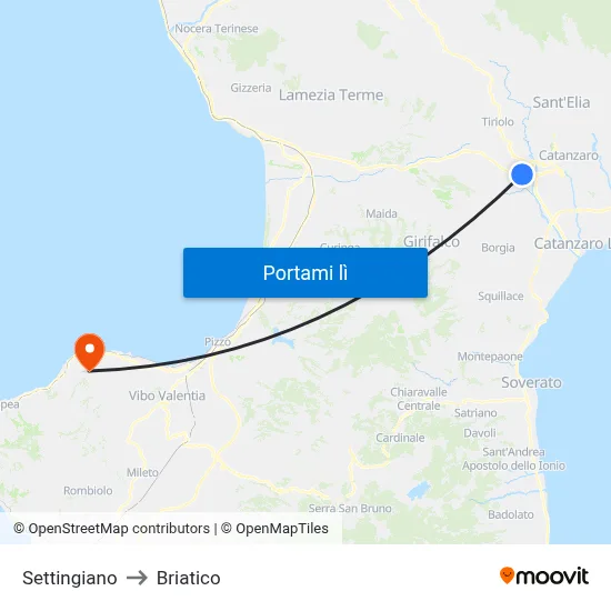 Settingiano to Briatico map