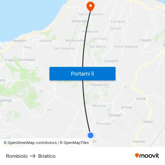 Rombiolo to Briatico map