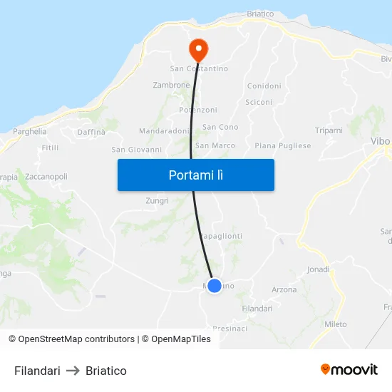 Filandari to Briatico map