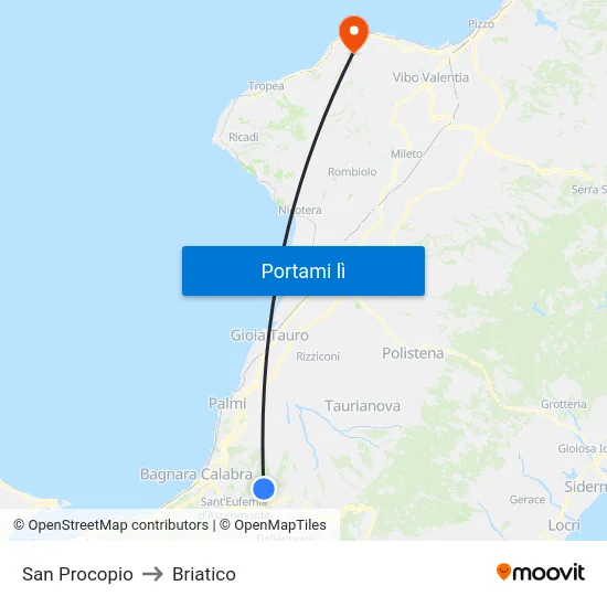 San Procopio to Briatico map