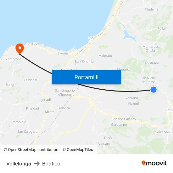 Vallelonga to Briatico map