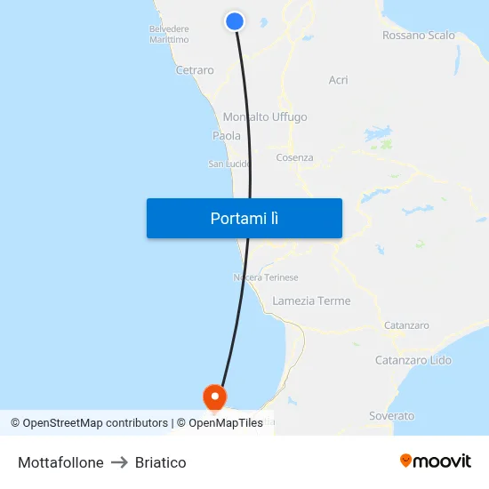 Mottafollone to Briatico map