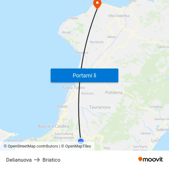 Delianuova to Briatico map