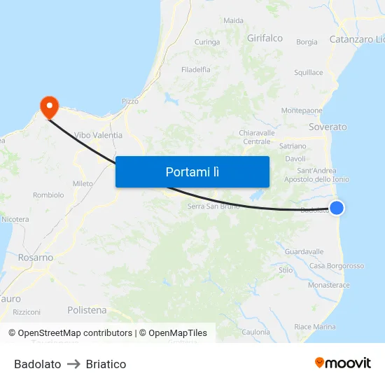 Badolato to Briatico map