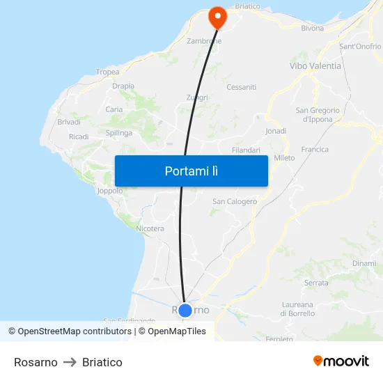Rosarno to Briatico map