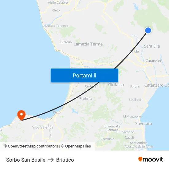 Sorbo San Basile to Briatico map