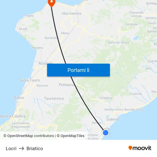 Locri to Briatico map
