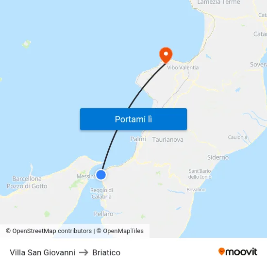 Villa San Giovanni to Briatico map