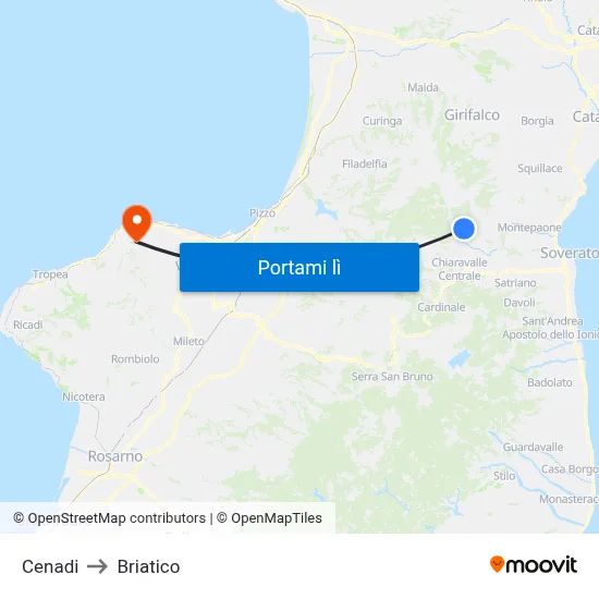 Cenadi to Briatico map