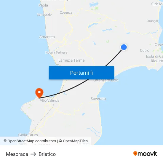 Mesoraca to Briatico map