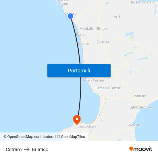 Cetraro to Briatico map