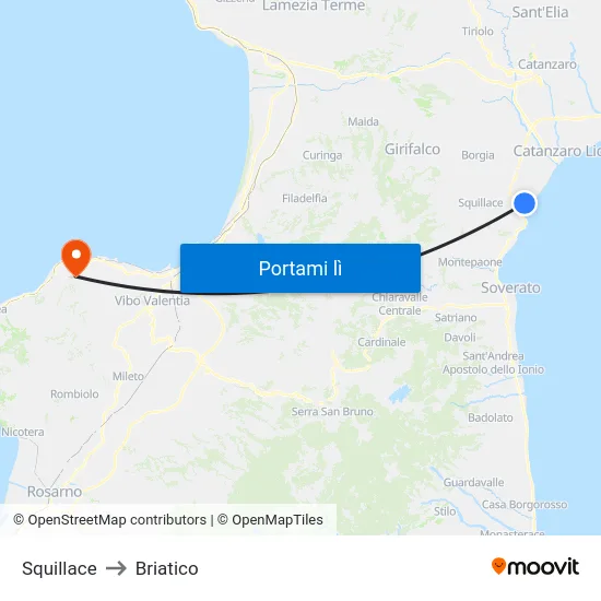 Squillace to Briatico map