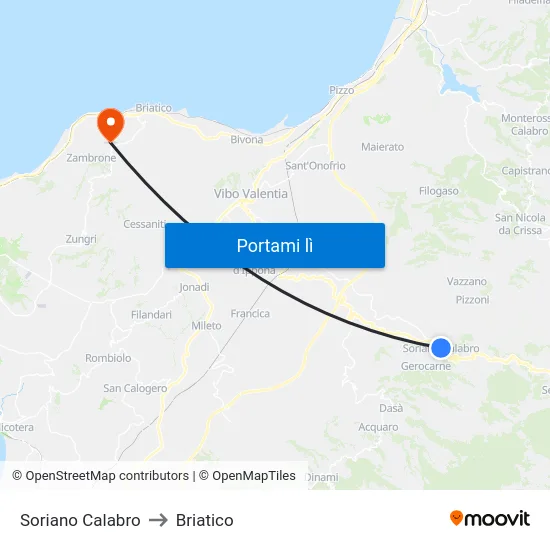 Soriano Calabro to Briatico map
