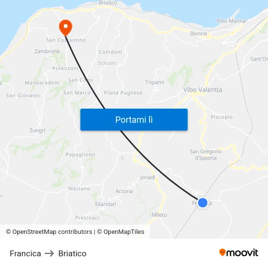 Francica to Briatico map