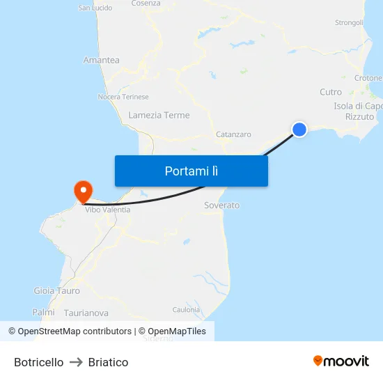 Botricello to Briatico map