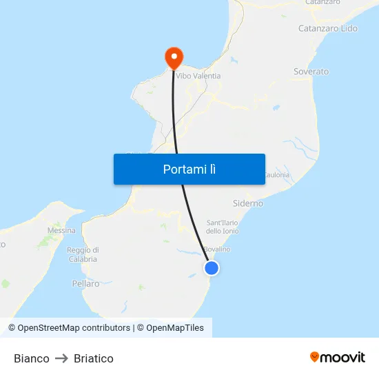 Bianco to Briatico map