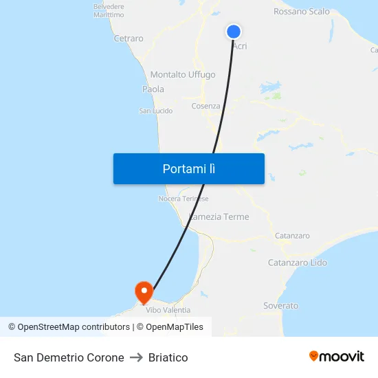 San Demetrio Corone to Briatico map