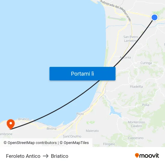 Feroleto Antico to Briatico map