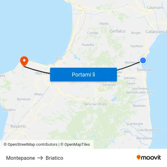 Montepaone to Briatico map
