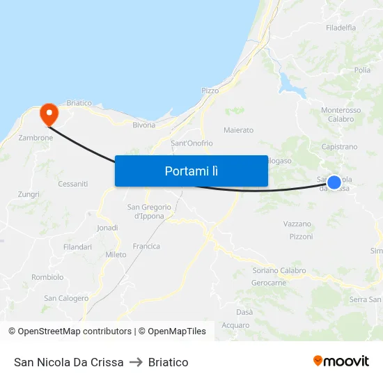 San Nicola Da Crissa to Briatico map
