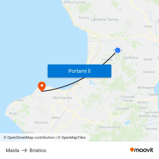 Maida to Briatico map