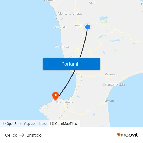 Celico to Briatico map