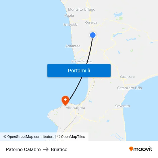 Paterno Calabro to Briatico map
