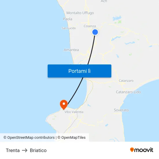 Trenta to Briatico map