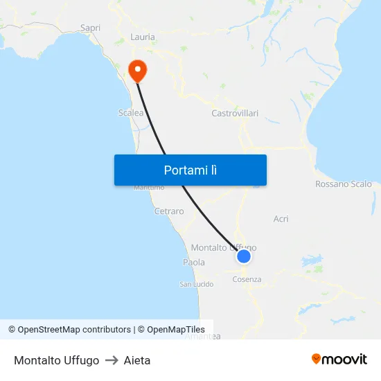 Montalto Uffugo to Aieta map