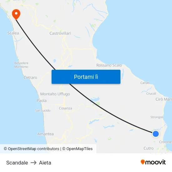 Scandale to Aieta map