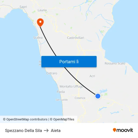 Spezzano Della Sila to Aieta map