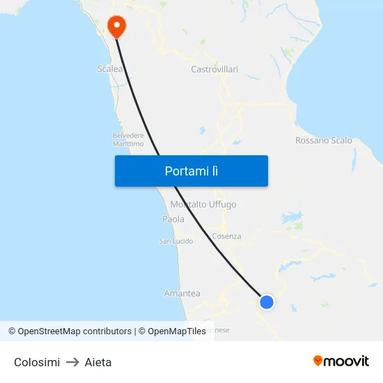 Colosimi to Aieta map